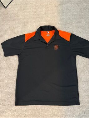 Genuine Merchandise Black Polo with Orange Shoulder Panels and SF Logo